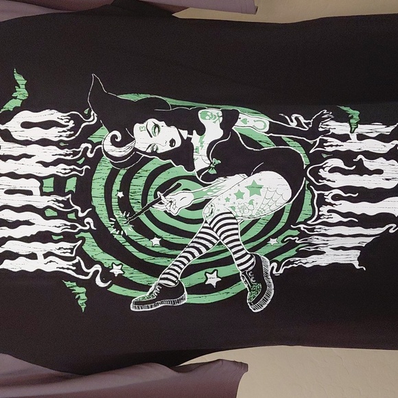 KILLSTAR XXL HYPTNO WITCH SKATER DRESS BLACK/ GREY - Picture 3 of 7